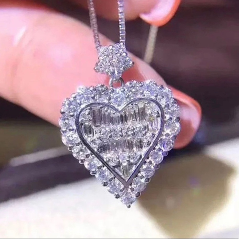 NEW 925 STERLING SILVER DIAMOND PENDANT NECKLACE - Picture 9 of 9